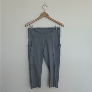 Lululemon Fast & Free Crop 19" Rhino Grey Size 10 Leggings EUC